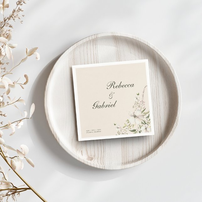 Servilleta De Papel Elegante caligrafía acuarela Boda floral (Subido por el creador)