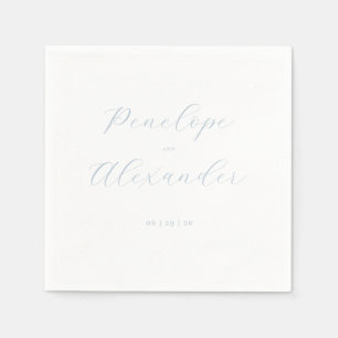 Servilleta De Papel Elegante Caligrafía Azul Cielo