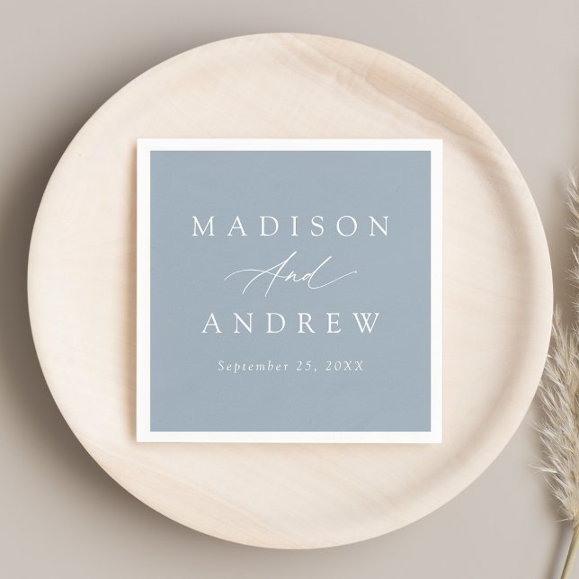 Servilleta De Papel Elegante caligrafía Boda azul turbio (Subido por el creador)