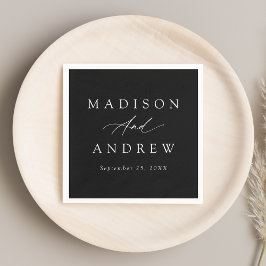 Servilleta De Papel Elegante caligrafía Boda blanco y negro