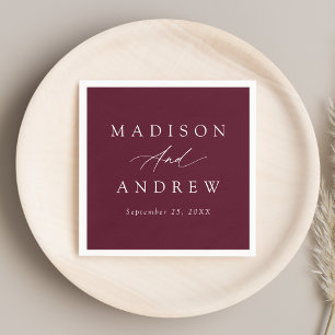 Servilleta De Papel Elegante caligrafía Boda de Borgoña