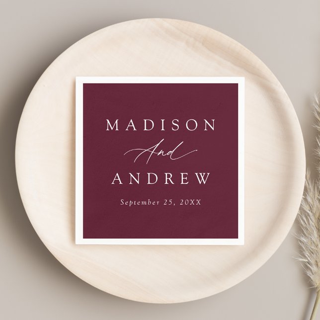 Servilleta De Papel Elegante caligrafía Boda de Borgoña (Subido por el creador)