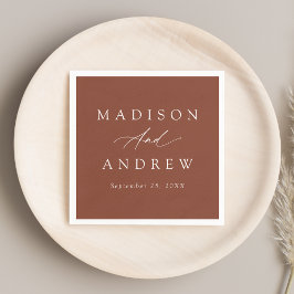 Servilleta De Papel Elegante caligrafía Boda Terracotta