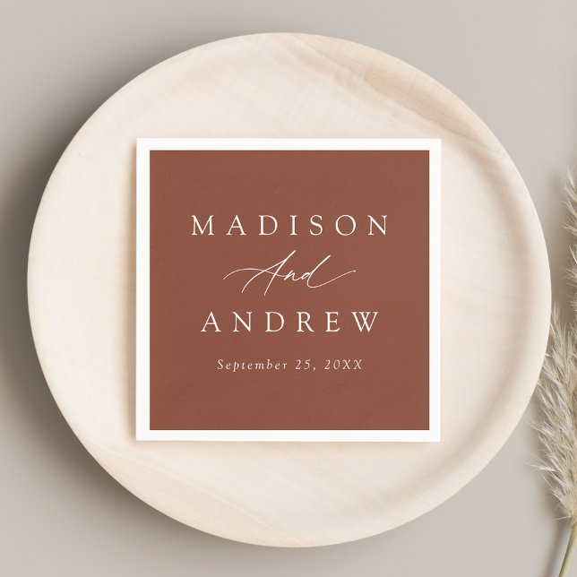 Servilleta De Papel Elegante caligrafía Boda Terracotta (Subido por el creador)