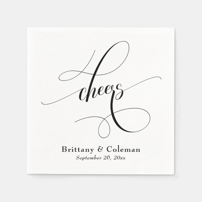 Servilleta De Papel Elegante caligrafía Cheers Boda festivo (Anverso)