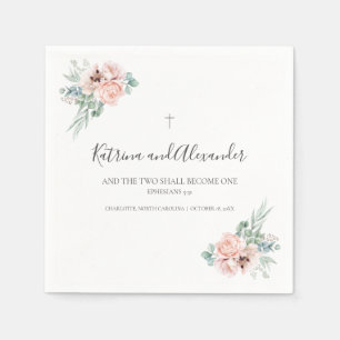 Servilleta De Papel Elegante caligrafía cóctel Boda floral rosa