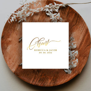Servilleta De Papel Elegante Caligrafía de Cheers en Oro 