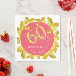 Servilleta De Papel Elegante caligrafía de mariposa dorada Purpurina