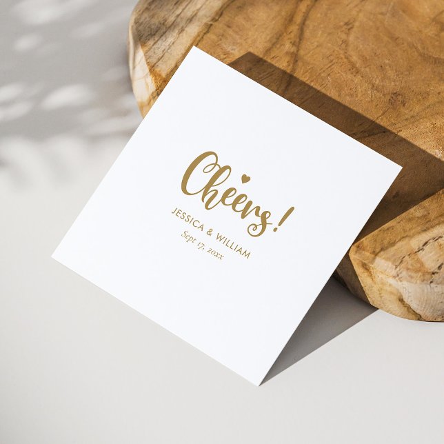 Servilleta De Papel Elegante caligrafía de oro Saluda a Bodas Napkins (Elegant Gold Calligraphy Cheers Wedding Napkins)