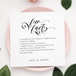 Servilleta De Papel Elegante caligrafía Fun Facts Bodas Napkins