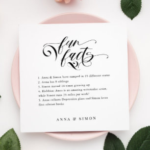 Servilleta De Papel Elegante caligrafía Fun Facts Bodas Napkins