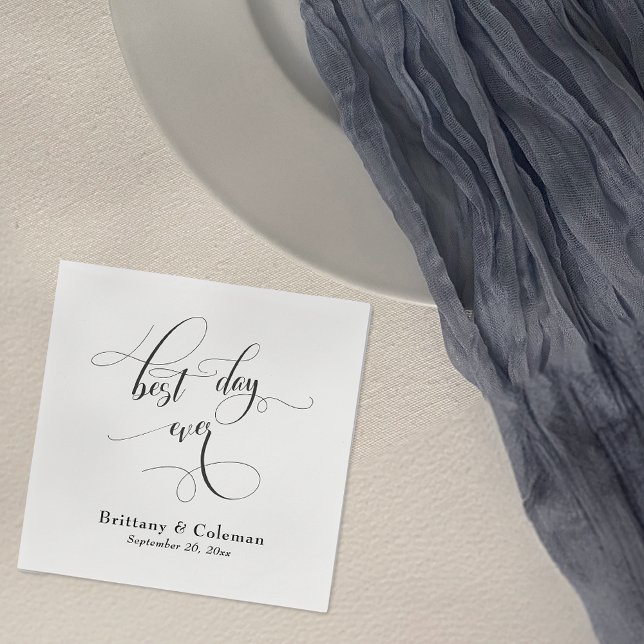Servilleta De Papel Elegante caligrafía mejor día de Boda simple (Subido por el creador)