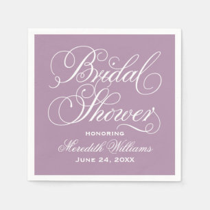 Servilleta De Papel Elegante caligrafía púrpura Boda ducha de novia