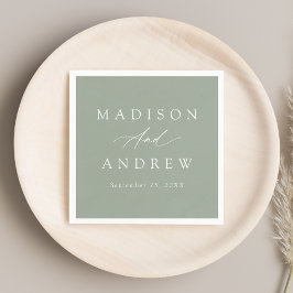 Servilleta De Papel Elegante caligrafía Sage Green Boda