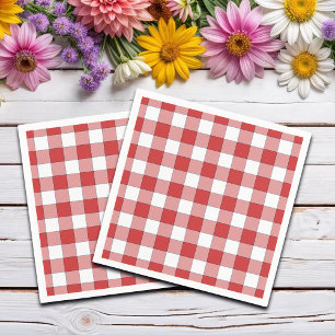 Servilleta De Papel Elegante campiña de picnic blanco rojo tachado