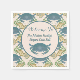 Servilleta De Papel Elegante Cangrejo Festín-Acuarela Cangrejos Azules