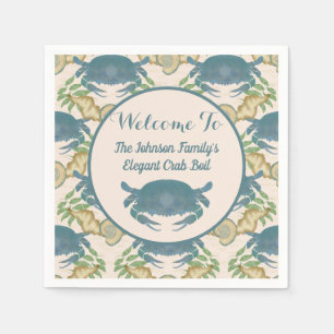 Servilleta De Papel Elegante Cangrejo Festín-Acuarela Cangrejos Azules