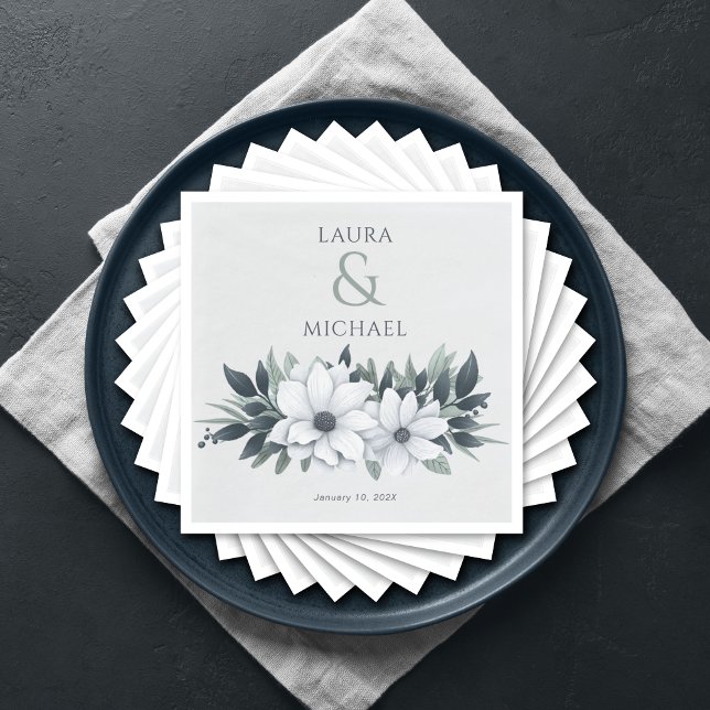 Servilleta De Papel Elegante Casa de Moneda floral Verde azulada (Subido por el creador)