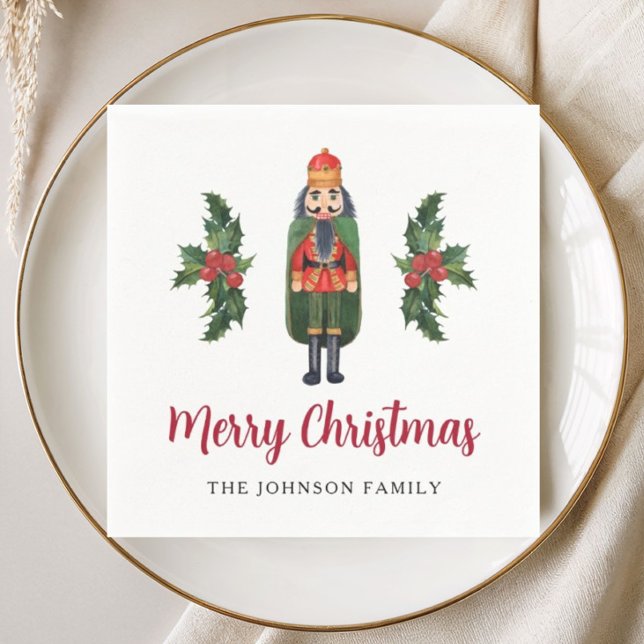 Servilleta De Papel Elegante cascanueces Feliz Navidad  (Elegant Nutcracker Merry Christmas Napkins)