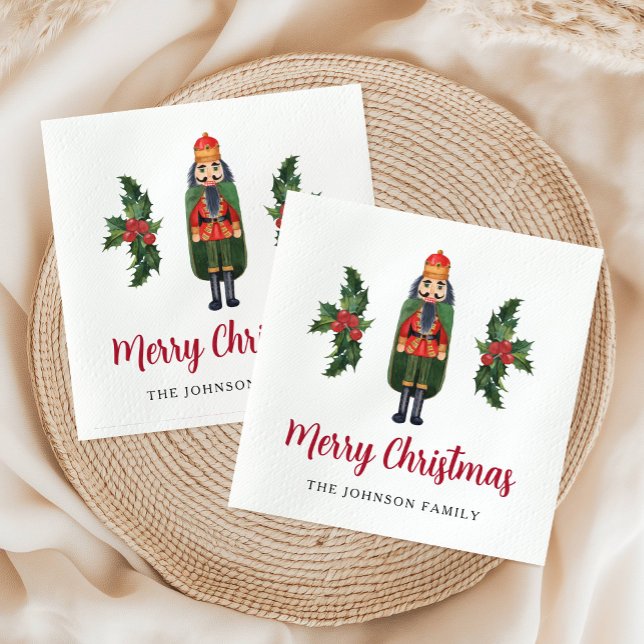 Servilleta De Papel Elegante cascanueces Feliz Navidad  (Elegant Nutcracker Merry Christmas Napkins)