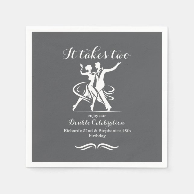 Servilleta De Papel Elegante celebración de cumpleaños conjunta de par (Anverso)
