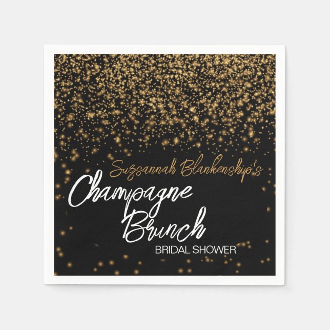 Servilleta De Papel Elegante Champagne Brunch Bridal Shower Gold Bokeh (Anverso)