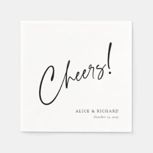 Servilleta De Papel Elegante Cheers Black Script Custom Wedding Napkin