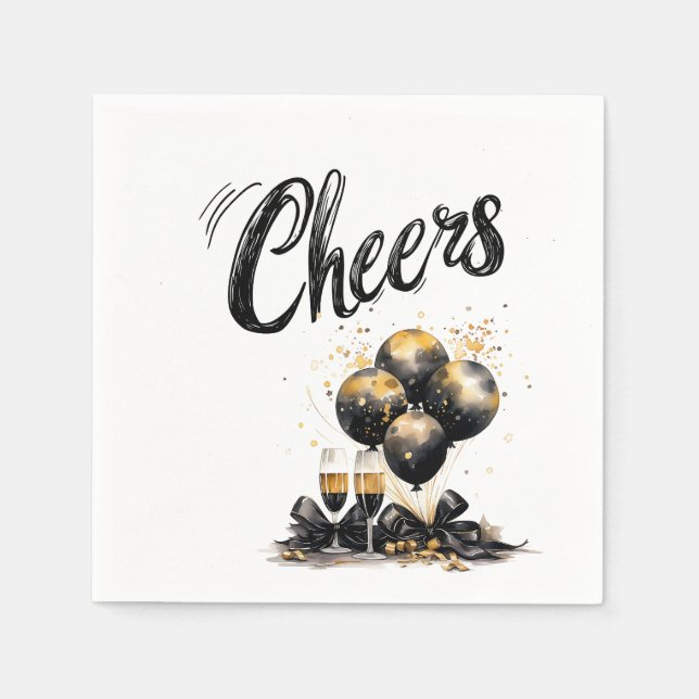 Servilleta De Papel Elegante "Cheers" Celebration Napkins (Anverso)