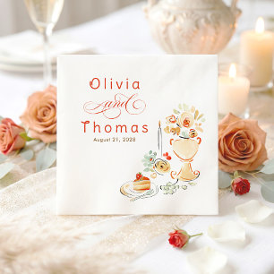 Servilleta De Papel Elegante Chic Caprichoso Boda de Otoño Dibujada a 