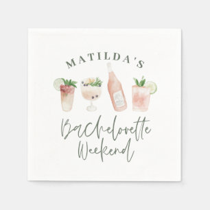 Servilleta De Papel Elegante chic moderno bebidas acuarela despedida d