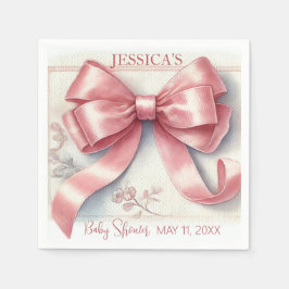 Servilleta De Papel Elegante Chica Baby Shower Coquette Pink Bow