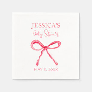 Servilleta De Papel Elegante Chica Baby Shower Coquette Pink Bow