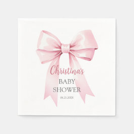 Servilleta De Papel Elegante Chica de Bow Rosa Baby Shower