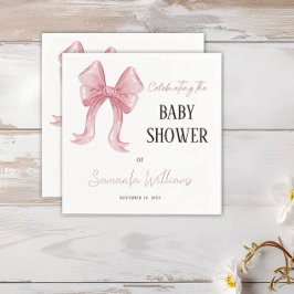 Servilleta De Papel Elegante Chica de Bow Rosa Baby Shower
