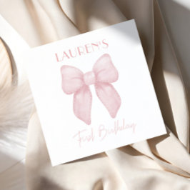 Servilleta De Papel Elegante Chica de Bow Rosado Primer Cumpleaños