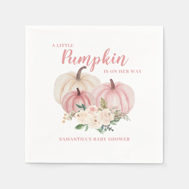 Servilleta De Papel Elegante Chica de calabaza rosa pequeño Baby Showe (Anverso)
