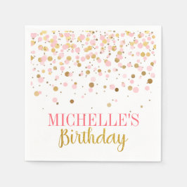 Servilleta De Papel Elegante Chica de Confetti de Oro Rosado