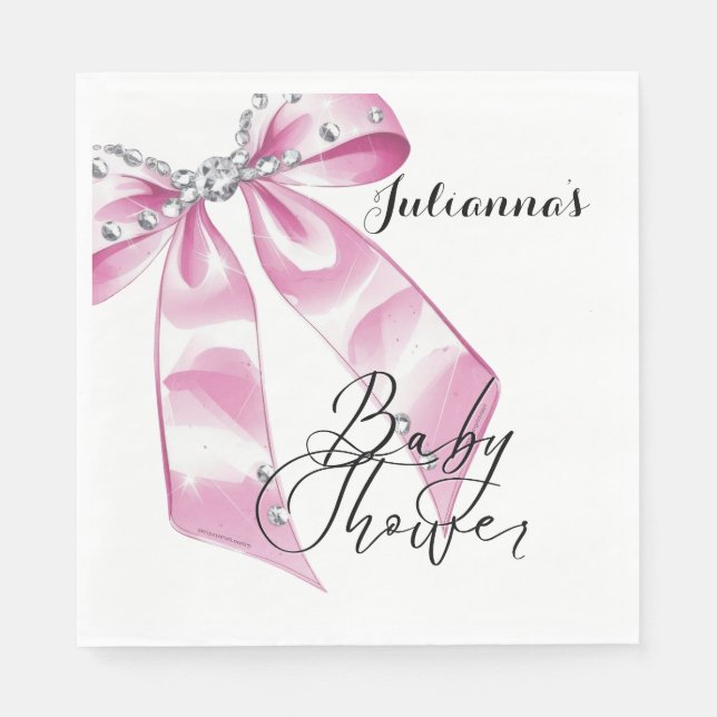 Servilleta De Papel Elegante Chica de Coquette Rosa Baby Shower (Anverso)