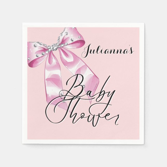 Servilleta De Papel Elegante Chica de Coquette Rosa Baby Shower (Anverso)