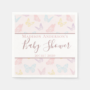 Servilleta De Papel Elegante Chica de mariposas rosadas Baby Shower