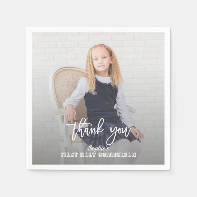 Servilleta De Papel Elegante Chica fotográfico Cruz de Oro Primera Com (Anverso)