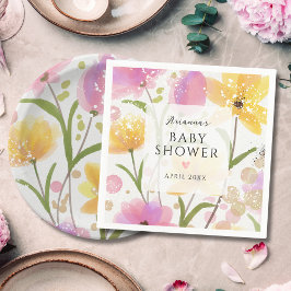 Servilleta De Papel Elegante Chica rosa floral Baby Shower