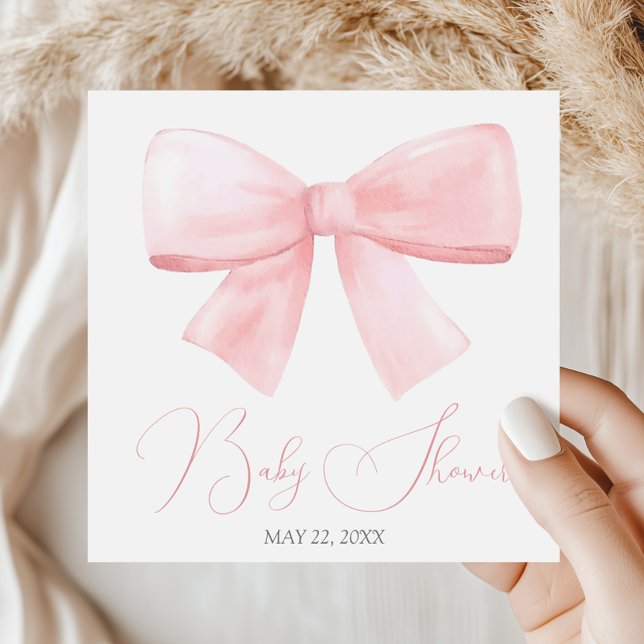 Servilleta De Papel Elegante Chica Rubor Pink Pastel Bow Baby Shower (Subido por el creador)