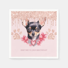 Servilleta De Papel Elegante Chihuahua con fiesta de cumpleaños Purpur