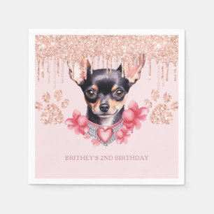 Servilleta De Papel Elegante Chihuahua con fiesta de cumpleaños Purpur