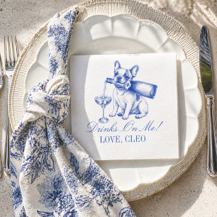 Servilleta De Papel Elegante Chinoiserie Bulldog Francés Boda