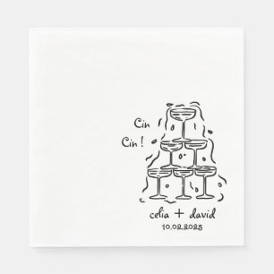 Servilleta De Papel Elegante Cin Cin Fiesta de Boda Italiana