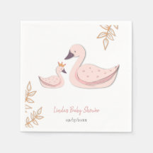 Elegante cisne rosa con cría de cisne Baby Shower 