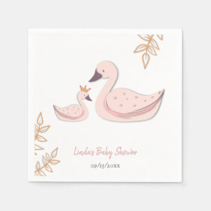 Servilleta De Papel Elegante cisne rosa con cría de cisne Baby Shower 