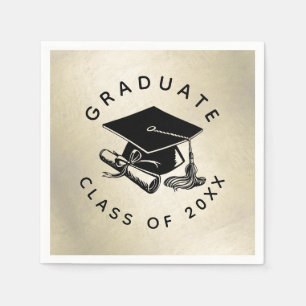 Servilleta De Papel Elegante Clase de Diploma de Grado Negro de Oro de